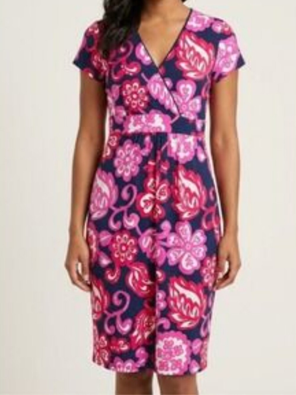 Boden Pink and Blue Short Sleeve Floral Dress Sz 8R